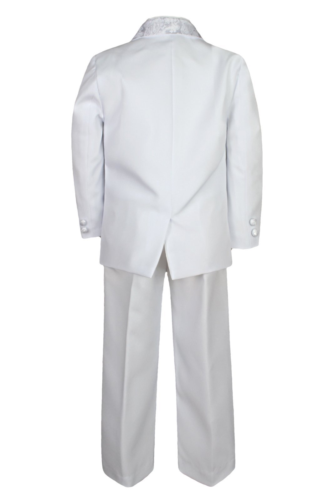 6pc Baby Toddler Boy Notch Paisley Lapel White Tuxedo Suit Guadalupe Stole Sm-20 (12)