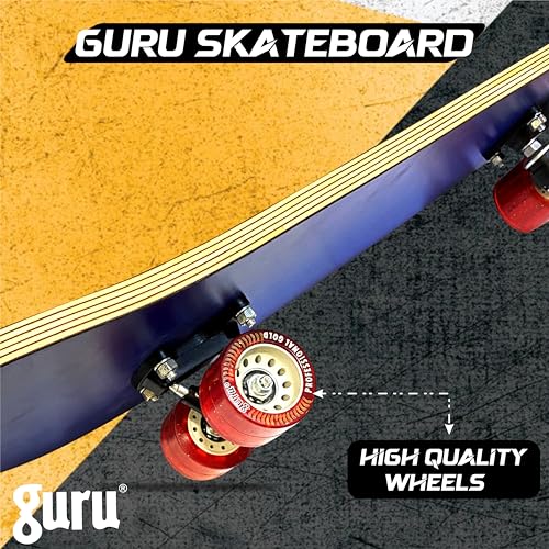 Image of GURU Skateboard, Wooden Non-Slip Skateboard for Kids, Adult, Casterboard /Skate Board /Hoverboard /Longboard for Beginners, Learners, Training Purpose for All Age Group