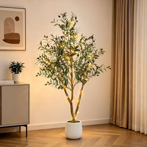 5FT Olive Trees Artificial Indoor with Lights, Realistic Faux Olive Plant - image 6