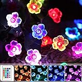16 Farben 8 Modi Blumenlichter: Die entzückenden dekorativen Lichter werden mit einer Fernbedienung geliefert, die in verschiedenen Farben und Blinkmodi leuchten kann. Dadurch ist dieses Licht für viele Gelegenheiten wie Schlafzimmer im Innenbereich, Hochzeit, Valentinstag, Garten, Weg, Weihnachten, Thanksgiving-Party und mehr