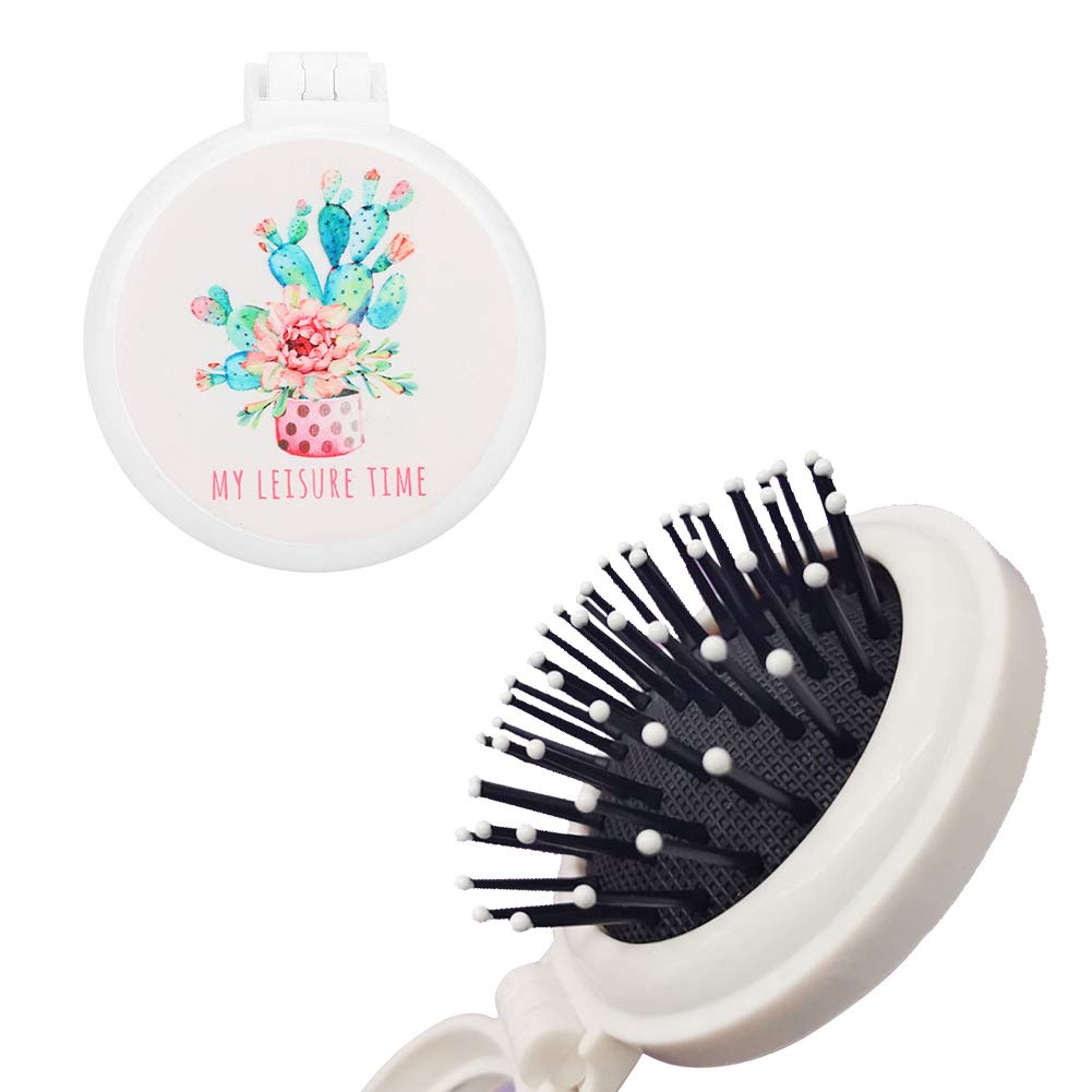 Amazon.com : Pocket Hair Brush,Mirror Hair Brushes with Mirror Pop Up Round  Folding Mini Pocket Hair Comb Brush for Kids and Adults Gift Massage Brush  (Cactus #2) : Beauty & Personal Care