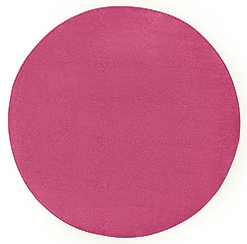 Hanse Home Teppich Fancy Rund – Wohnzimmerteppich einfarbig Modern Velours Teppich für Esszimmer, Wohnzimmer, Kinderzimmer, Flur, Schlafzimmer, Küche – Pink, Ø133cm