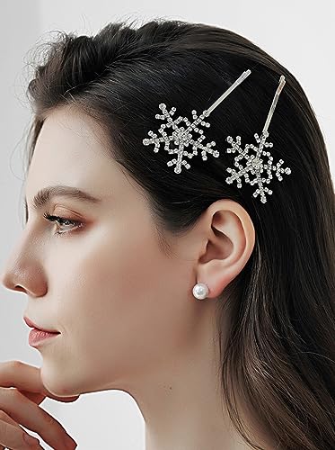Barrettes flocon de neige Xerling en cristal argenté pour femme