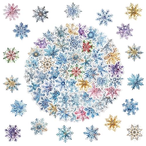 50PCS Snowflake Stickers, Snowflake Christmas Stickers