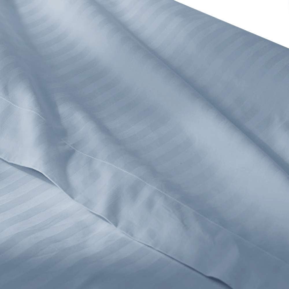 sheetsnthings Damask Stripes 650-Thread-Count Cotton-Blend 4PC King Bed Sheets Set, Blue