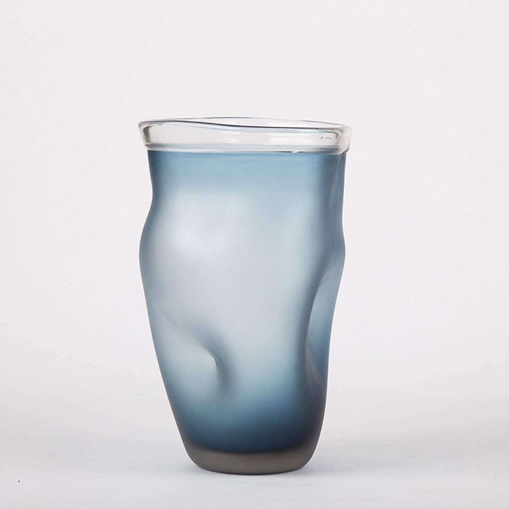 Vase en verre soufflé main MU, objet déco d'exception au fini givré