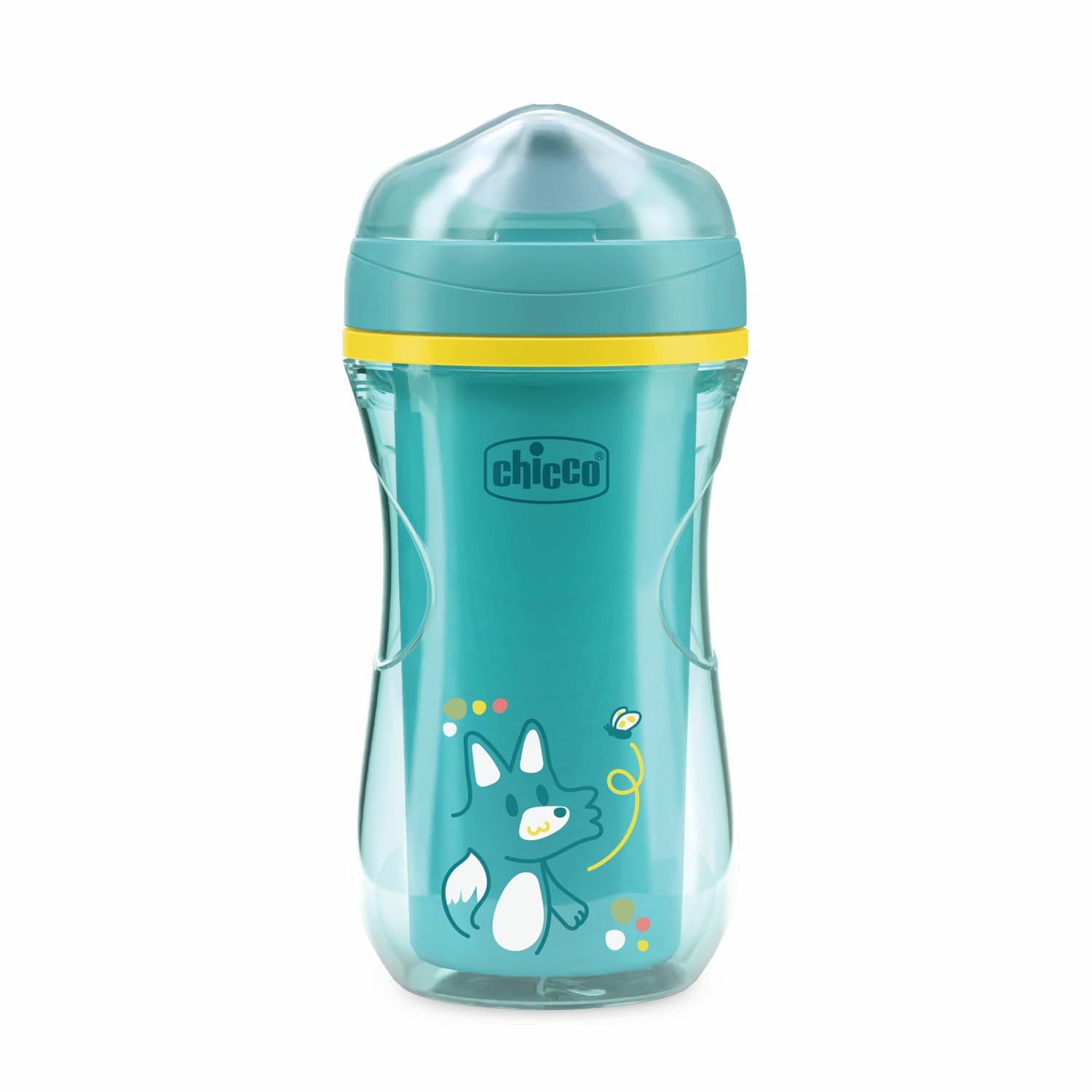 Chicco Active Cup Non-Drip Plastic Children's Cup 266 ml, 14+ Months for Learning to Drink with Ergonomic Spout and Easy Sip Valve BPA-Free Blue