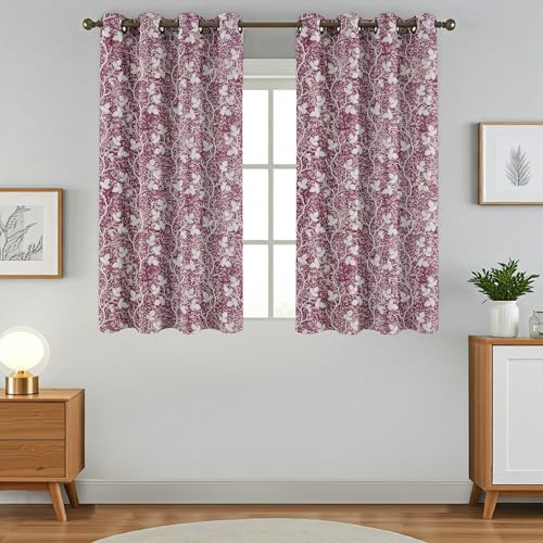 Image of Homefab India 1 Piece Polyester Printed Curtains Room Darkening Panel - Window 5 feet, Petals Wine Curtain