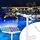 Luqeeg Solar-Pool-Brunnen, Zweiköpfige Solar-Wasserfontäne mit LED-Lichtern Einstellbare Fernbedienung Pool Wasserfall Sprayer für unterirdische oberirdische Pools, 2/4/6H Auto Off