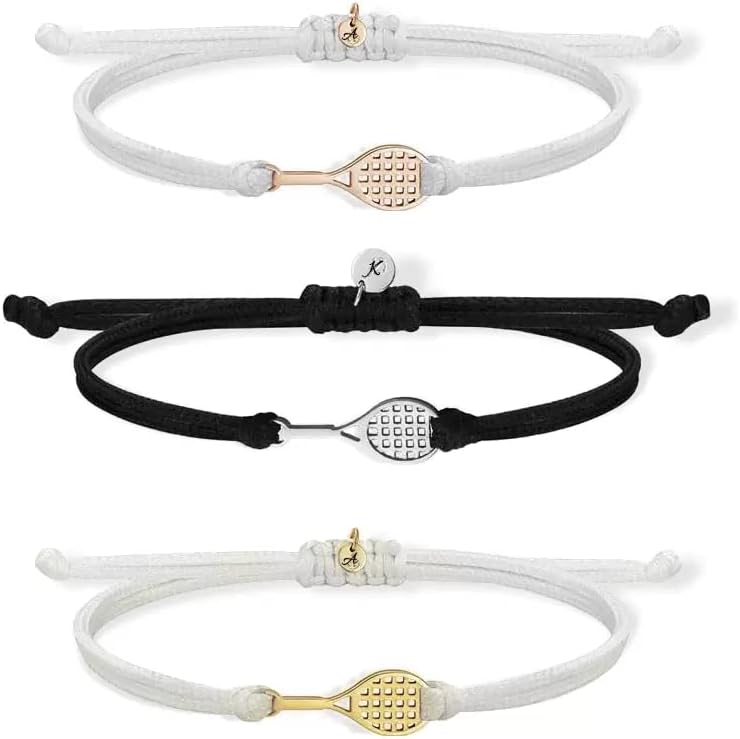 NICEDREAM Custom Initial Tennis Bracelet for Women Men Adjustable Tennis Bracelets for Women Realistic Tennis Pendant Bracelet Fashion Birthday Jewelry Gift for Tennis Players Tennis Fans