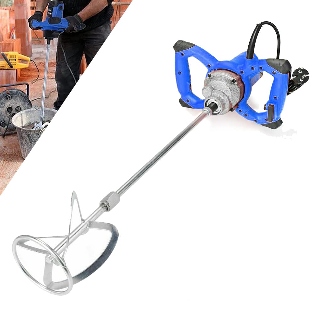 Cement Mixer, 2600W Electric Plaster Paddle Mixer, Mortar Stirrer, Paint Whisk, Feed Mixing Machine, Handheld Stirring Tool, 6 Variable Speeds, M14 Mixing Rod, with 2 Replaceable Carbon Brushes