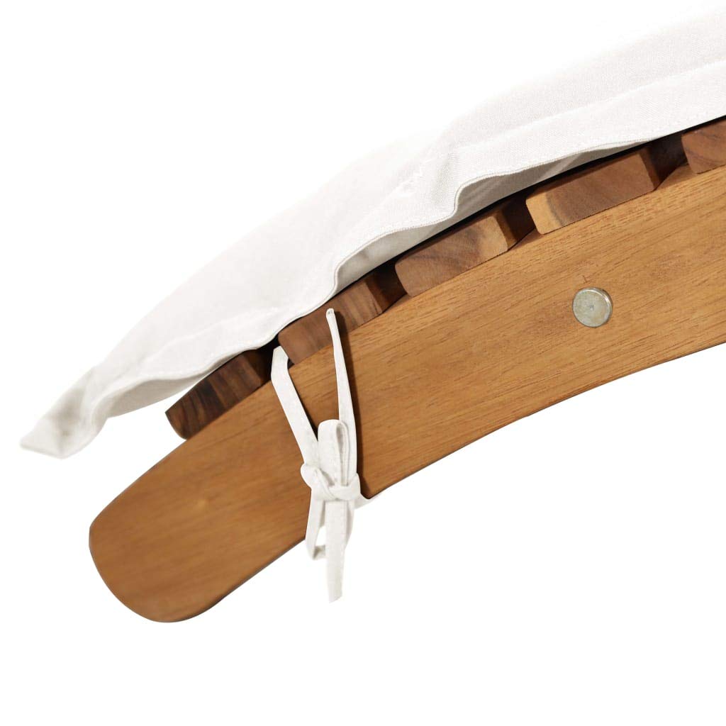 Tidyard Lettino Prendisole Pieghevole in Legno Massello d'Acacia con Cuscini Crema,Sdraio da Giardino Pieghevole in legno,Lettino da Giardino Pieghevole,Lettino da Sole Pieghevole 184x55x64 cm
