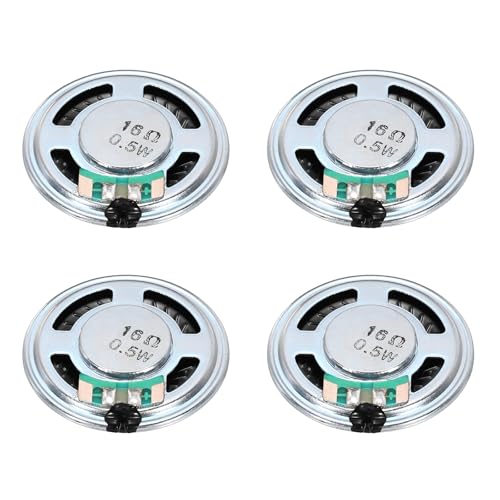 QUARKZMAN 4 Haut-parleurs de 0,5W 16 Ohm en métal Coque Ronde à Aimant Interne pour Mini Haut-parleurs DVD EVD Multimédia Mobile Machine Publicitaire...
