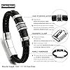 HALUKAKAH Men's Genuine Leather Titanium Bracelet Black Magnetic Clasp Solo Silver/Honor Gold/Nightwatch Black Size Adjustable 21.5-23cm with Free GIftbox (Solo Silver 21.5-23cm with an Extra Clasp) #1