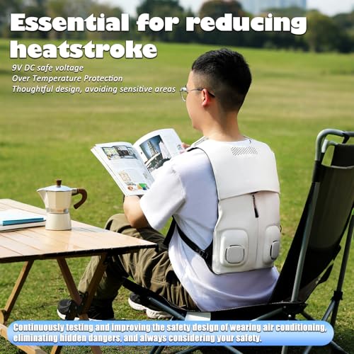 Air-Conditioned Cooling Vest,Cool Vest,Air Conditioned Jacket,Condensing Gel and Semiconductor Refrigeration,Cooling Devices for Hot Weather, Out Work/Travel/Outdoor/Sport(No Power Bank) 6