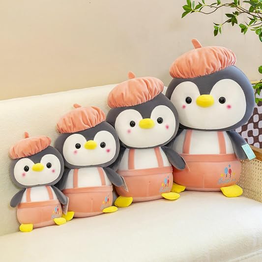 Image of SCOOBA Cap Penguin Plush Soft Toy 35cm Penguin Plush Toy, 35cm, Soft and Cute Cartoon Design, Fun Stuffed Animal Pink Color