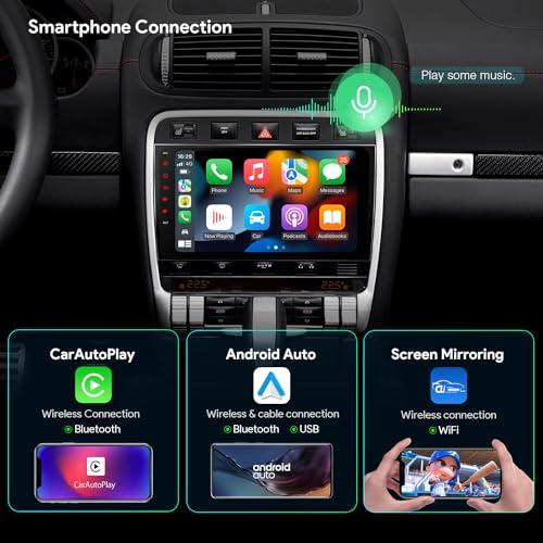 Image of XTRONS Car Stereo for Porsche Cayenne with Optical Fiber Decoder, Android 13 Octa Core 4GB+64GB Car Radio, 9 Inch IPS Touch Screen GPS Navigation for Car Bluetooth Head Unit DSP Car Play Android Auto