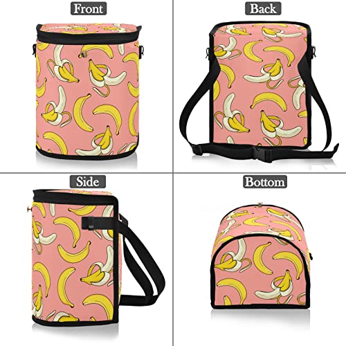 Image of Banana Car Trash Can Cute Fruit Pink Car Garbage Bag with Lid Hanging Waterproof Leak Proof Vehicle Storage Bin