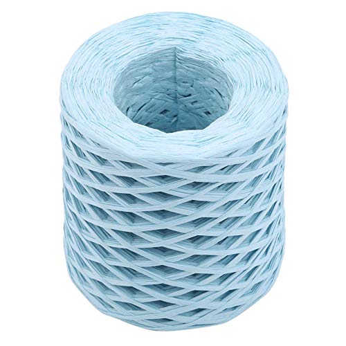 HBWHY Cinta decorativa de papel de rafia de 200 m de colores para envolver ramos, manualidades, embalaje de regalo, decoración del hogar, color azul claro Cover