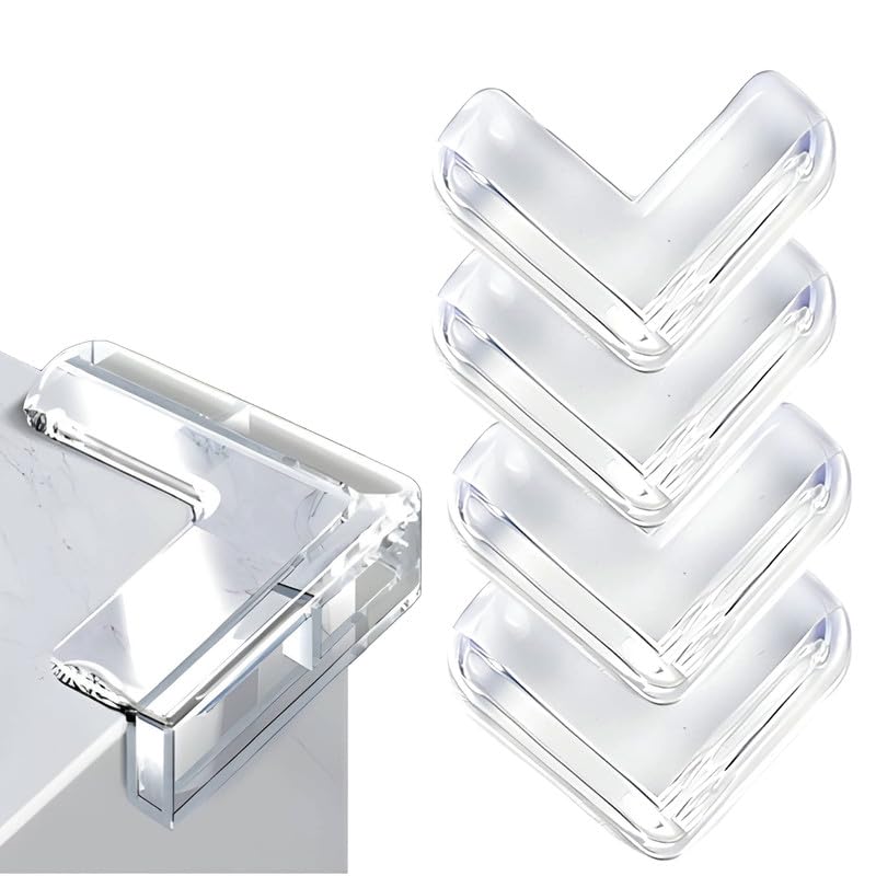 Bembika Baby Safety Corner Protector, Baby Proofing Edge & Corner Guards T-Shaped Transparent Acrylic Protector for Furniture Table Glass Corner Guards for Sharp Edges-(4 Pcs)(L-Shape)