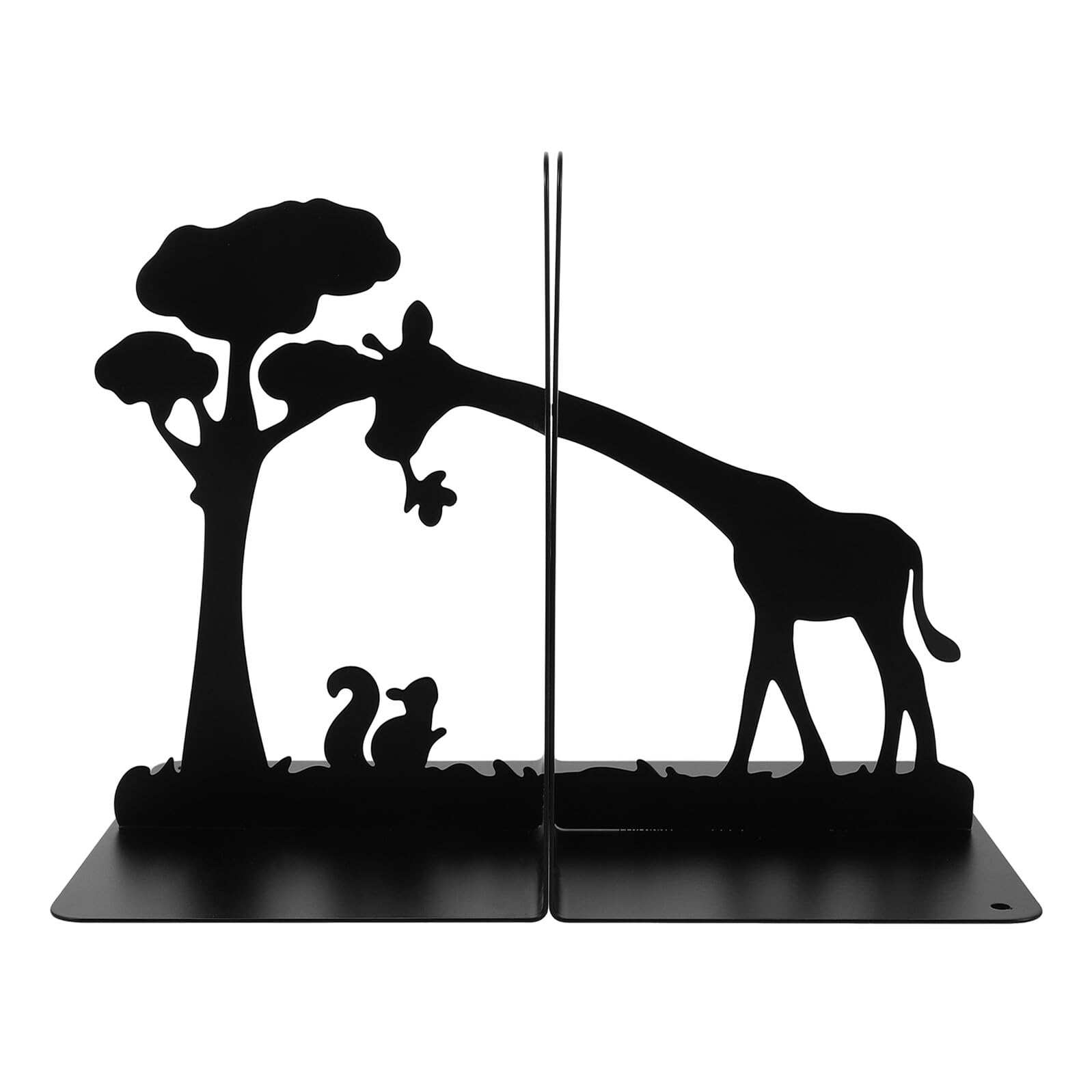 Fermalibri Decorativi da Scrivania in Metallo con Silhouette Giraffa e Scoiattolo, Supporti per Libri Stabili senza Montaggio, Organizer per Ufficio e Casa, Porta Libri Originali