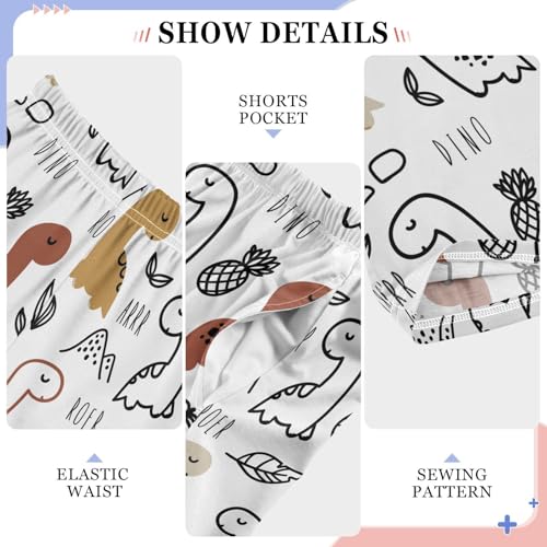 Lovely Dinosaur Roar Boys Long Pants Soft Trousers Elastic Waist Kids Lounge Bottoms with Pockets S-XL4