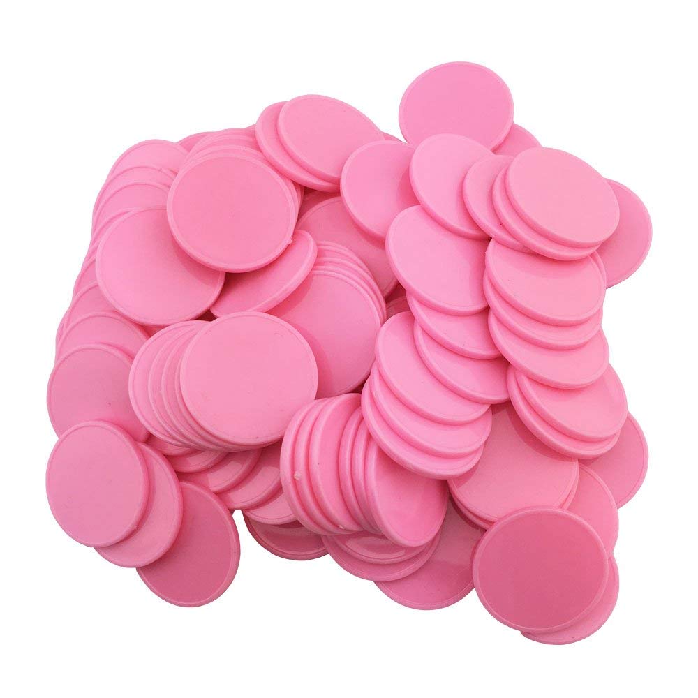 Blue Orange Set of 100 1.5 Inch Opaque Plastic Learning Counters Mini Poker Chips Game Tokens, Color : Pink