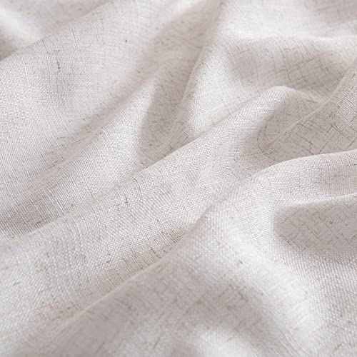 MIULEE White Linen Curtains 96 Inch Long for Bedroom Living Room, Soft Thick Linen Textured Window Drapes Semi Sheer Light Filtering Rod Pocket Back Tab Burlap Look Farmhouse Decor, 2 Panels