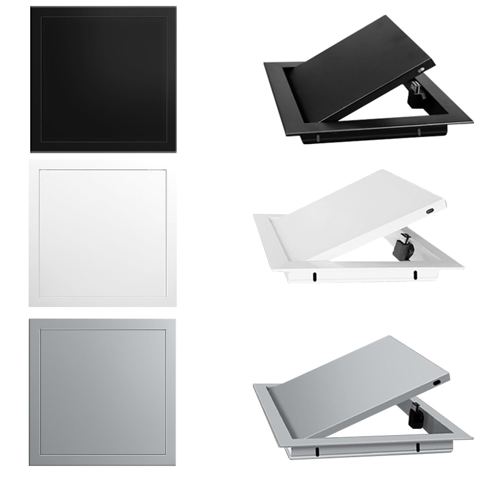 Panel dostępu do płyt kartonowo-gipsowych, trwała rama ze stopu aluminium, łatwe w montażu wsporniki montażowe do paneli dostępowych do płyt kartonowo-gipsowych (czarny, 40 x 45 cm)
