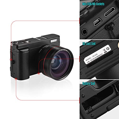 Dounan Tragbare Full HD 1080P 24MP Digitalkamera mit 3-Zoll-Bildschirm Unterstützung für Foto- und Videoaufnahmen 16… – Bild 7