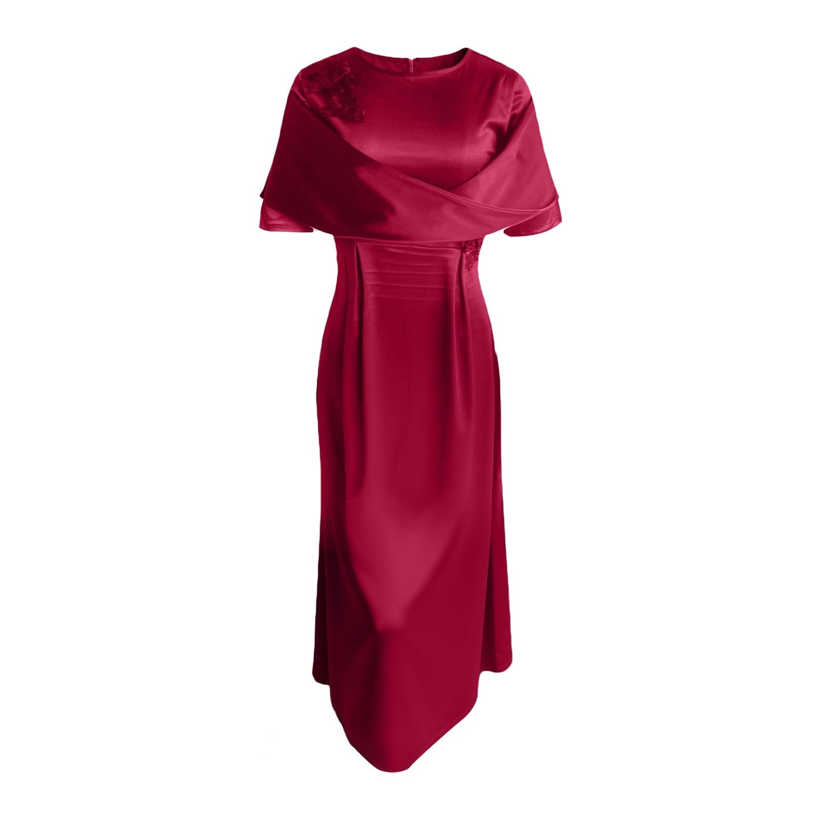 Elegancka dopasowana sukienka z krótkim rękawem - Panna Młoda / Pan Młody Midi :