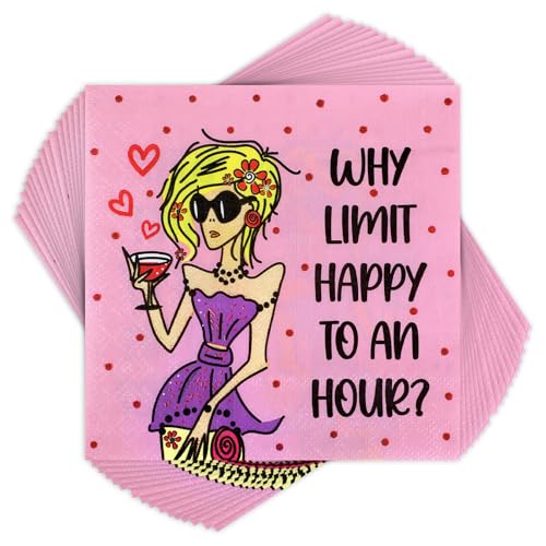 Tenceur 100 Pcs Funny Cocktail Napkins Why Limit Happy to