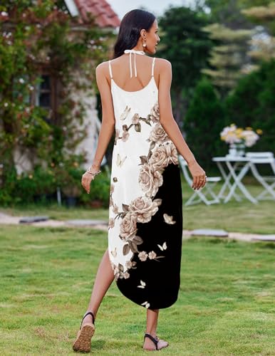 Image of Zeagoo Women's Casual Sundress Summer Maxi Sleeveless V Neck Split Boho Beach Dress Travel Vacation Dress with Pockets