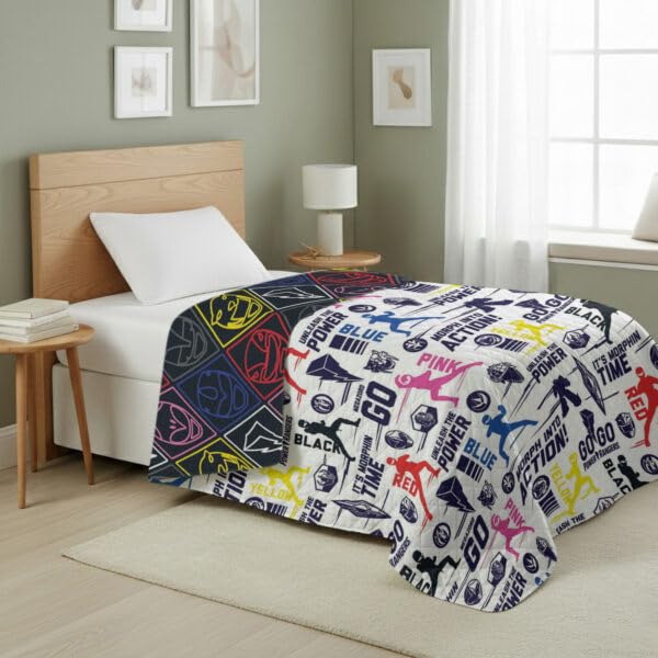 Image of Northwest Power Rangers Core Quilted Blanket, Comfy Throw, Adults Boys Girls, Soft Lightweight Bedding for Bed, or Couch, 60 x 80 inches