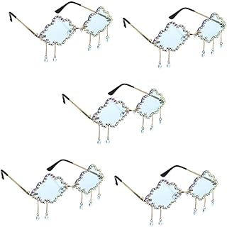 5 Pares De Óculos De Sol Nuvem Óculos Sem Aro Óculos De Sol Femininos Óculos De Sol Legais Para Mulheres Óculos De Onda Sem Aro Óculos Rave Óculos Nuvem Com Pingos De Chuva