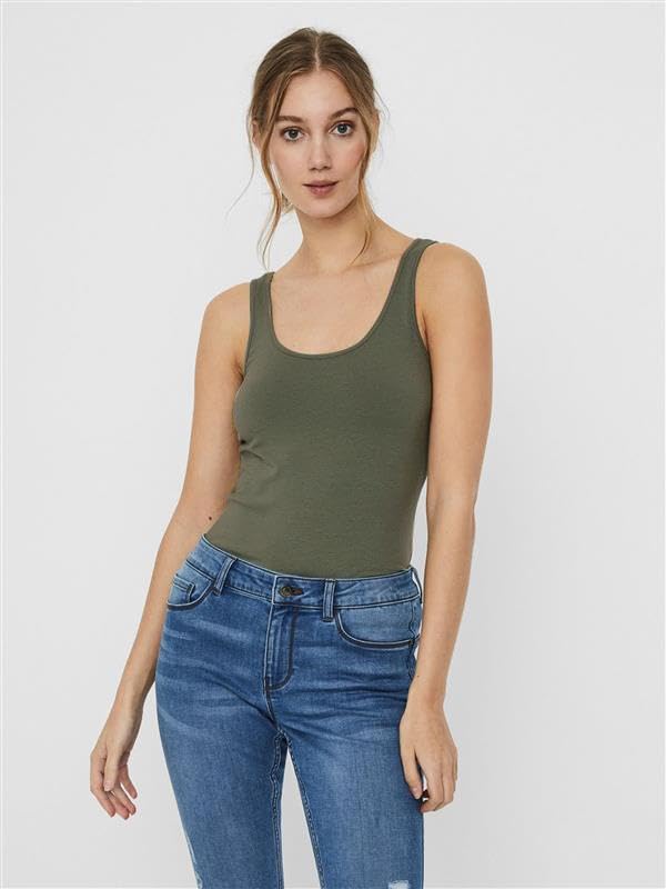 VERO MODA Damen VMMAXI My Soft UU Tank TOP GA 3PACK, Burnt Henna/Golden Yellow/Dusty Olive, L 3