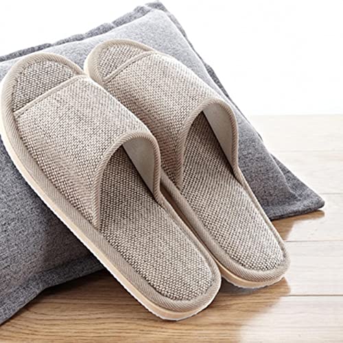 Women 2025 House Linen Slipper Open Toe Colorblock Lightweight Slide Absorb Sweat Flats Sandal Comfy Lounging Shoe4
