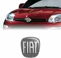 2 Adesivi 3D Logo Nero Per Fiat Panda Dal 2012 - Anteriore E Posteriore, Design Lenticolare, Made In Italy
