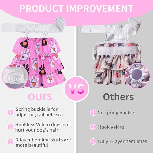 Image of Cathy Doll 3 Pack Premium Reusable Washable Dog Diapers for Female Dogs in Heat Period Incontinence Puppy Training Highly Absorbent Leak-Proof Durable Pink (XL)