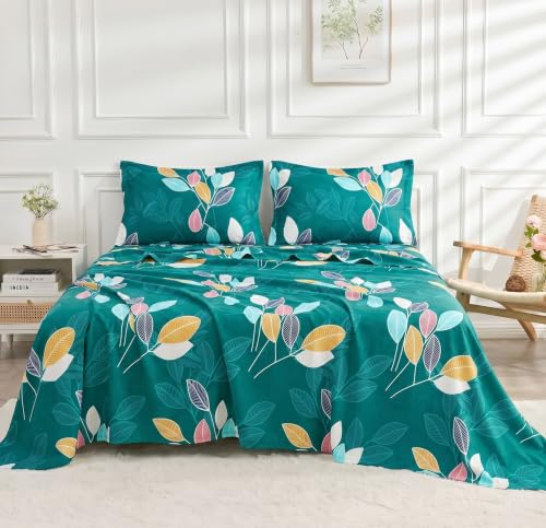 Image of BSB HOME 210 TC Cotton Feel Double Bedsheet with 2 Pillow Covers, Soft & Breathable Floral Printed Bed Sheet, Easy Care Bedding for Bedroom - 86 x 88 Inches (218 x 224 cm) (Multicolor)