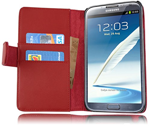 Cadorabo Funda Libro para Samsung Galaxy Note 2 en Rojo DE Chile   Cubierta Proteccíon de Cuero Sintético Liso con Tarjetero y Función de Suporte   Etui Case Cover Carcasa
