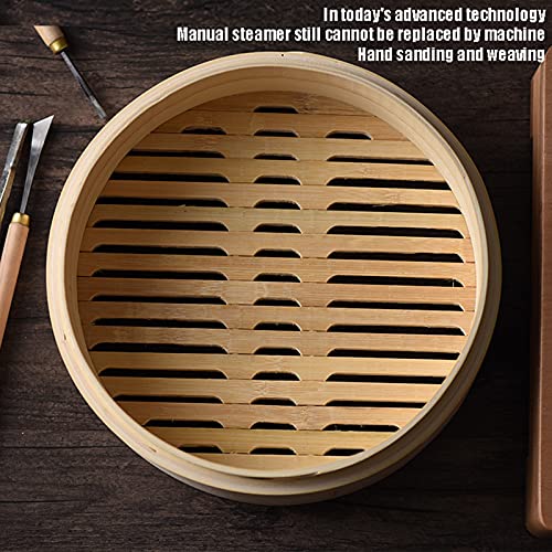 Bamboo Steamer Premium Organic 2-Tiers with Lid, Wooden Bamboo Steamer,Best for Dim Sum, Vegetables, Meat and Fish,24cm - Image 4