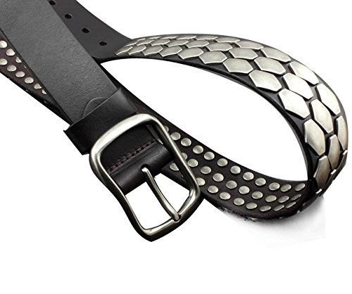 Pin Buckle Mens Rocker Punk Biker Metal Sequin Real Leather Belt Waistband Gift3