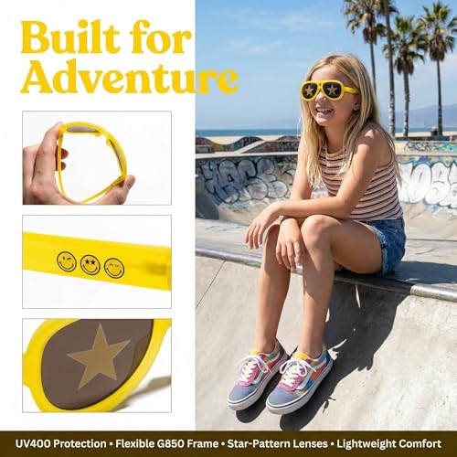 Image of SMILEYWORLD Teen Kids Sunglasses UV400 Protection Teenager Sunglasses, Fashion Shades for Boys Girls Age 12