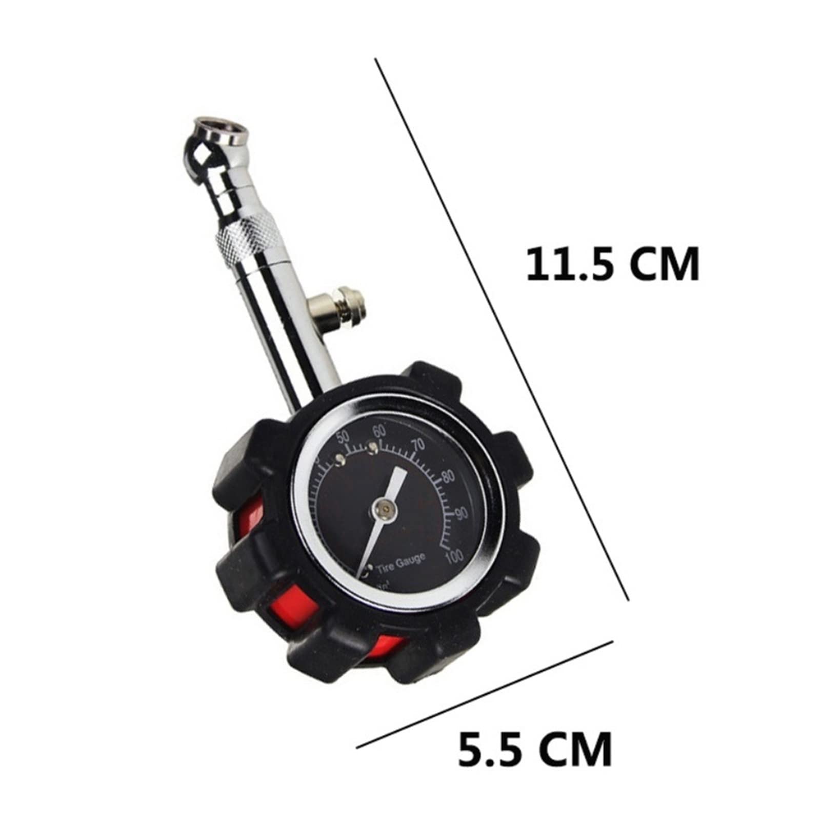 Medidor de presión de neumáticos de Alta precisión, Negro, 100 PSI para medidor de presión de Aire de automóvil preciso para camión y Motocicleta (Color : Red) (Red)