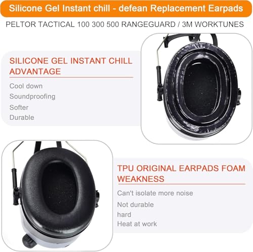 Defean Silicone Gel Earpads para 3M WorkTunes y Peltor Sport, aislamiento acústico de espuma de alta densidad miniatura 4