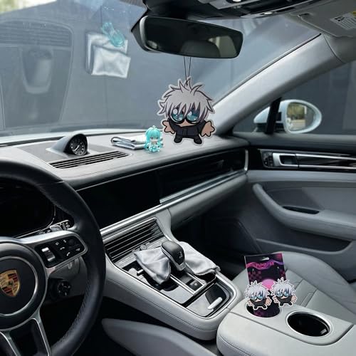 Image of PumpCar 2 pieces Chibbi Gojo Satoru double-sided hanging Japanese anime cherry scented car air freshener Cool anime hanging for rearview mirror Car Interior Accessories Gifts
