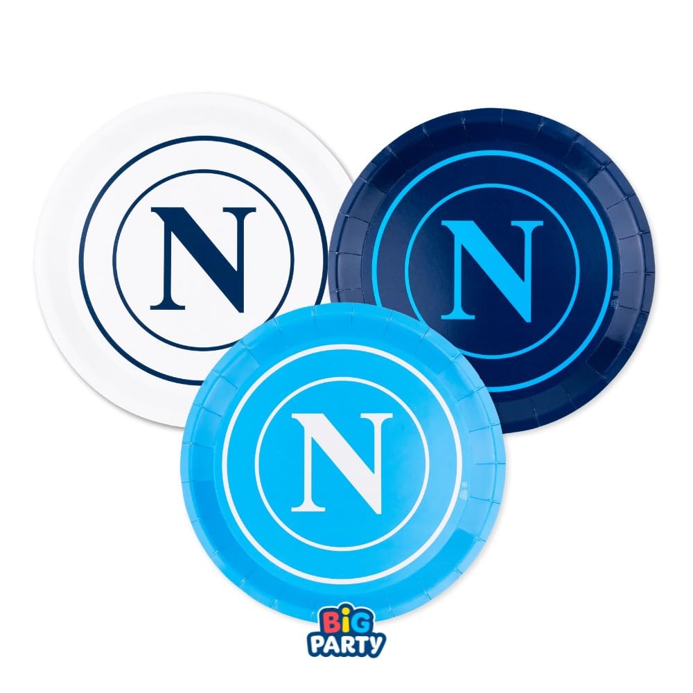 Big Party | Kit 12 Persone Bicchieri Piatti Tovaglioli per Festa Napoli Calcio Servizio Tavola per Compleanno Evento Party Bambino Bambina (Kit Napoli)
