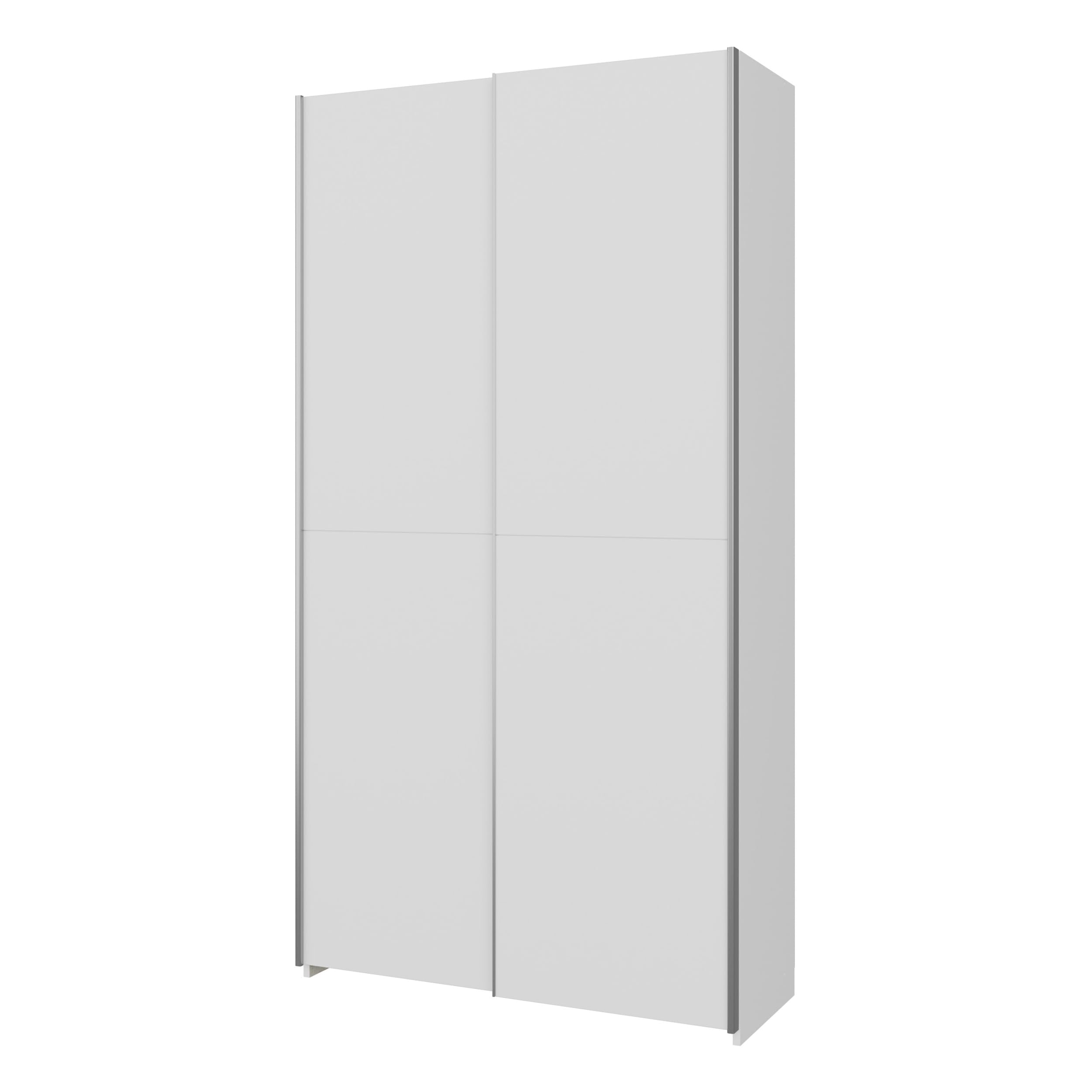 Forte Home Nook Merhzweckschrank 100 40, moderner Schwebetürenschrank mit 2 Türen, schmal, Flur, Holzwerkstoff, Weiß, 100,1 cm breit x 190,5 cm hoch x 39,1 cm tief