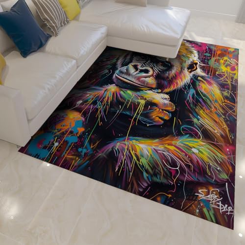 Tapis imprimé singe chimpanzé graffiti 100x150 cm pour entrée de maison